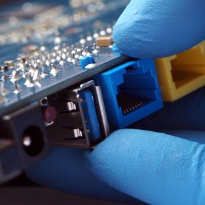 Computer network concept background. Local Area Netwok and high speed internet adapters.